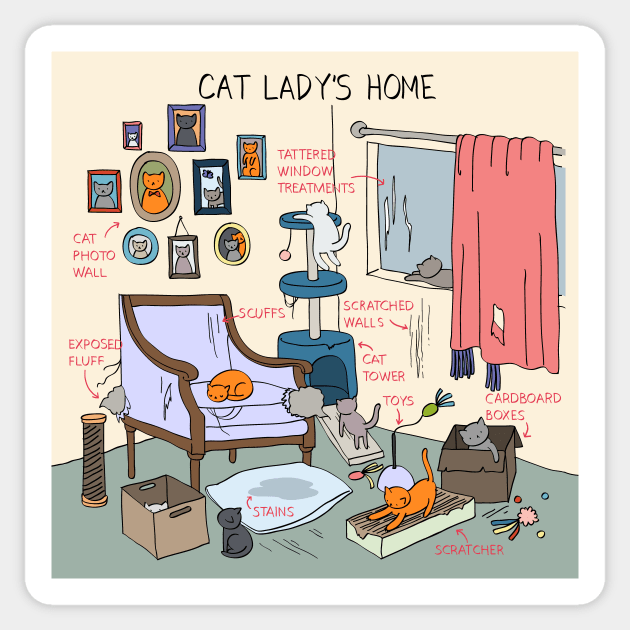 Cat Lady's Home Sticker by catvshuman